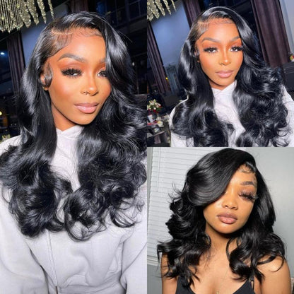 250% Density Side Part Glueless Layered Cut Wig 6x8 Lace Closure Wig Body Wave Pre Cut Pre Bleached Ready Go Wigs
