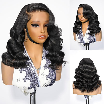 250% Density Side Part Glueless Layered Cut Wig 6x8 Lace Closure Wig Body Wave Pre Cut Pre Bleached Ready Go Wigs